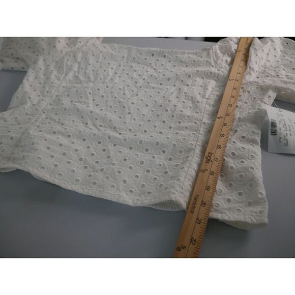 KARL LAGERFELD Paris Women's White Cotton Eyelet Square-Neck Top XL - Picture 7 of 7